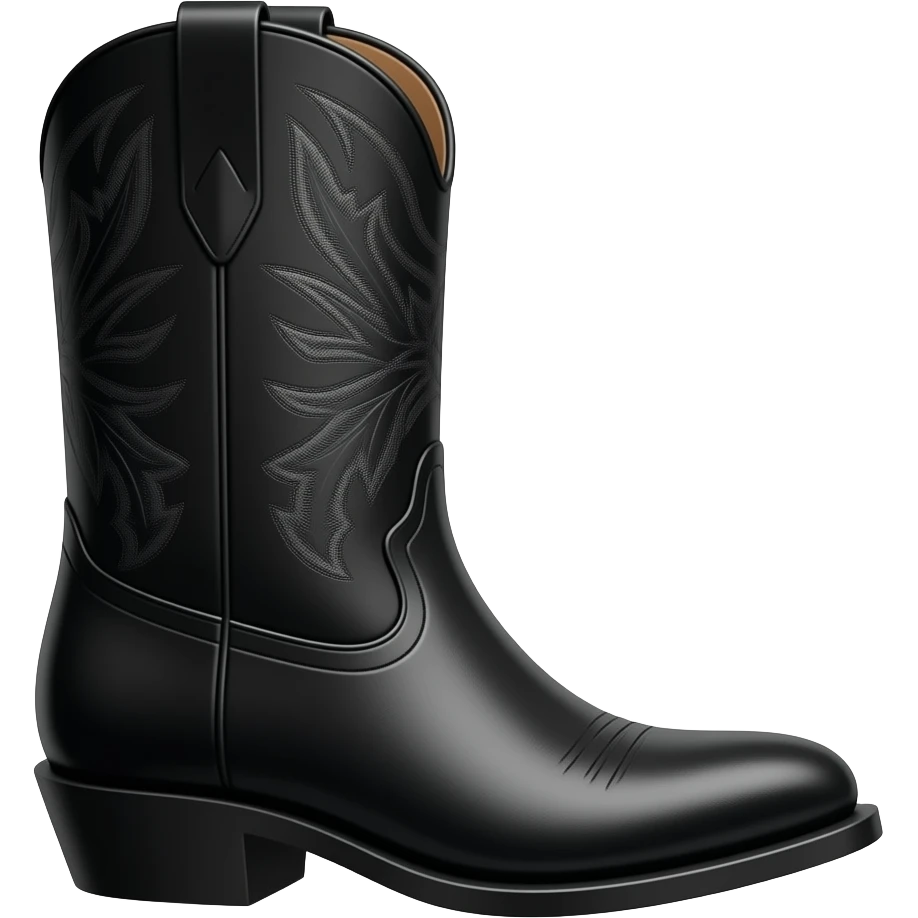 A pair of Black square toe cowboy boots emoji