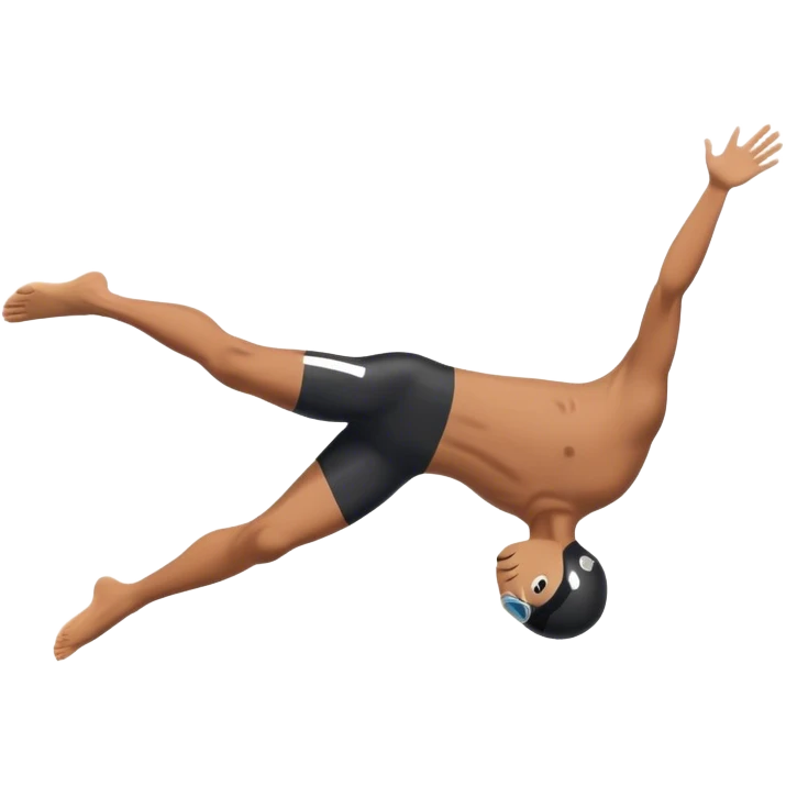 A diver mid-air after jumping off a head diving pool,  Below him, a pool labeled "Confidence". A subtle 5-4-3-2-1 on the diving board shows they took the leap despite fear. emoji