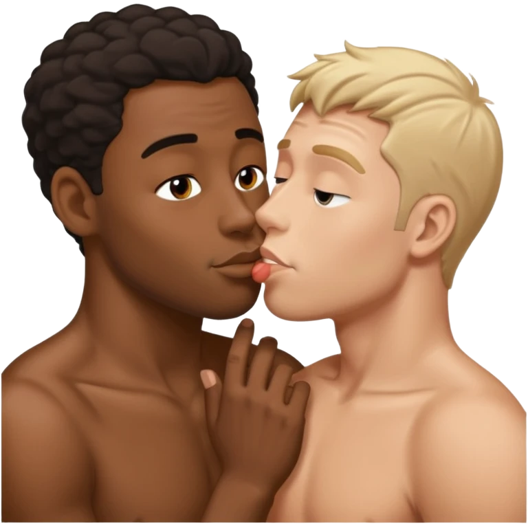 The black guy, kissing a white guy emoji