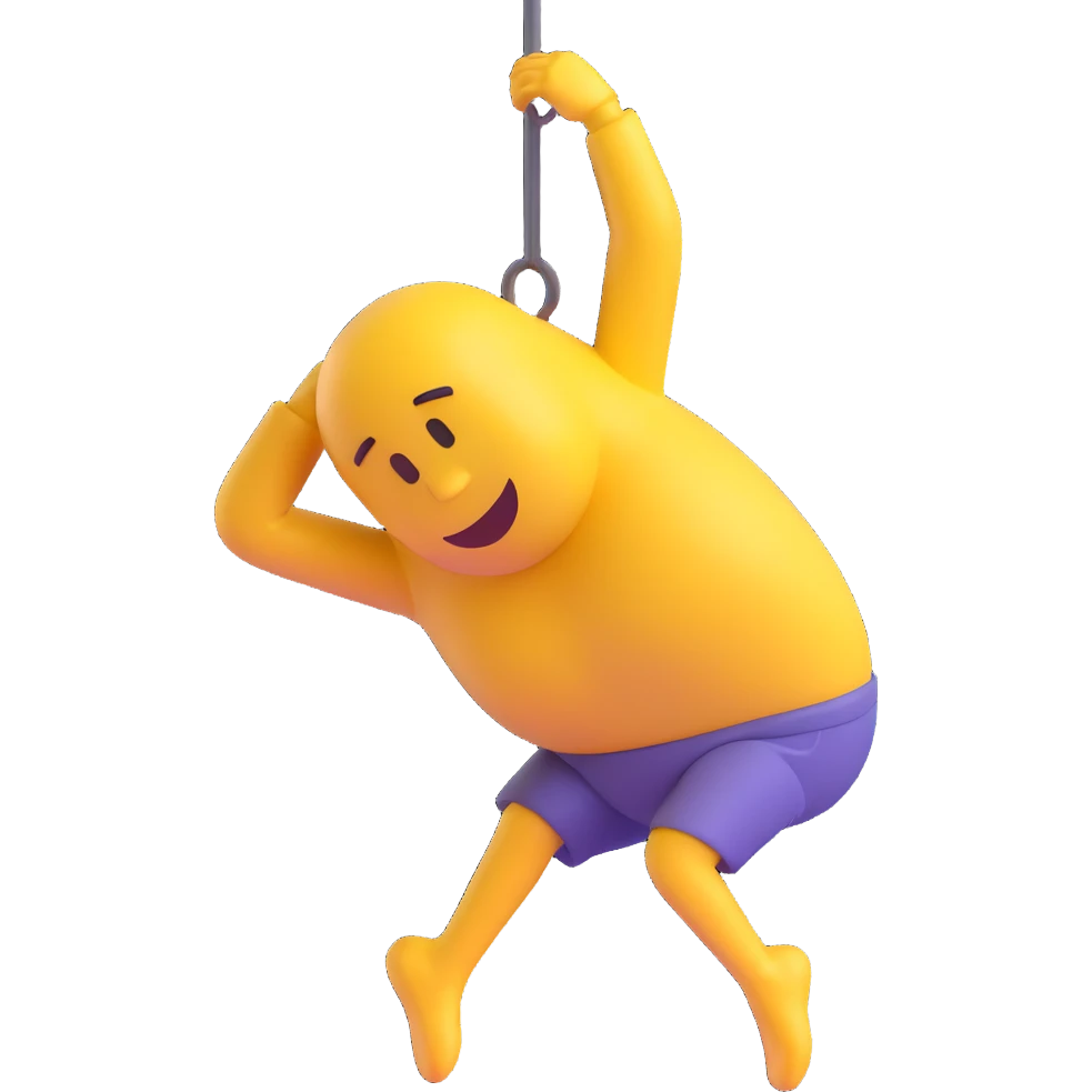 Make the person hang down, slouched and limp, arms and head drooping, in the same 3D emoji style, with no background. emoji