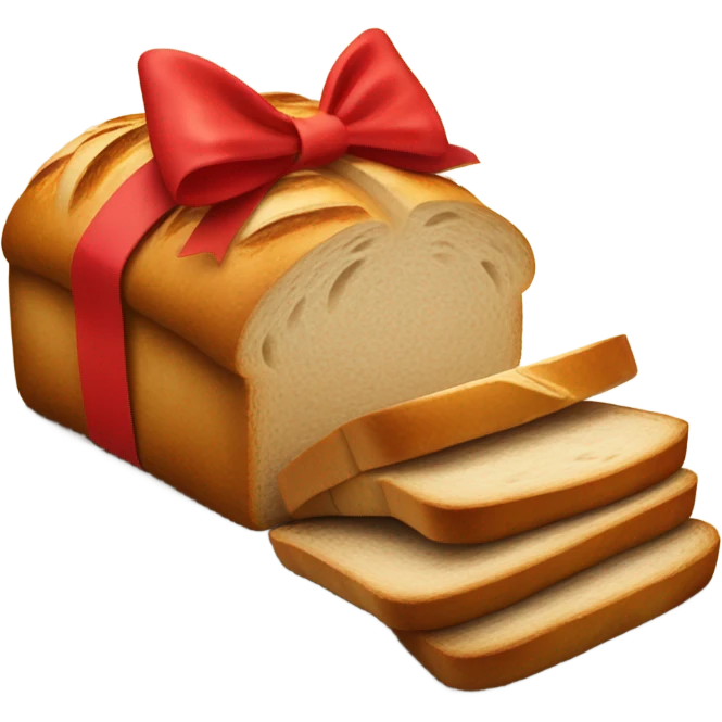 Bread with red bow and letter m emoji