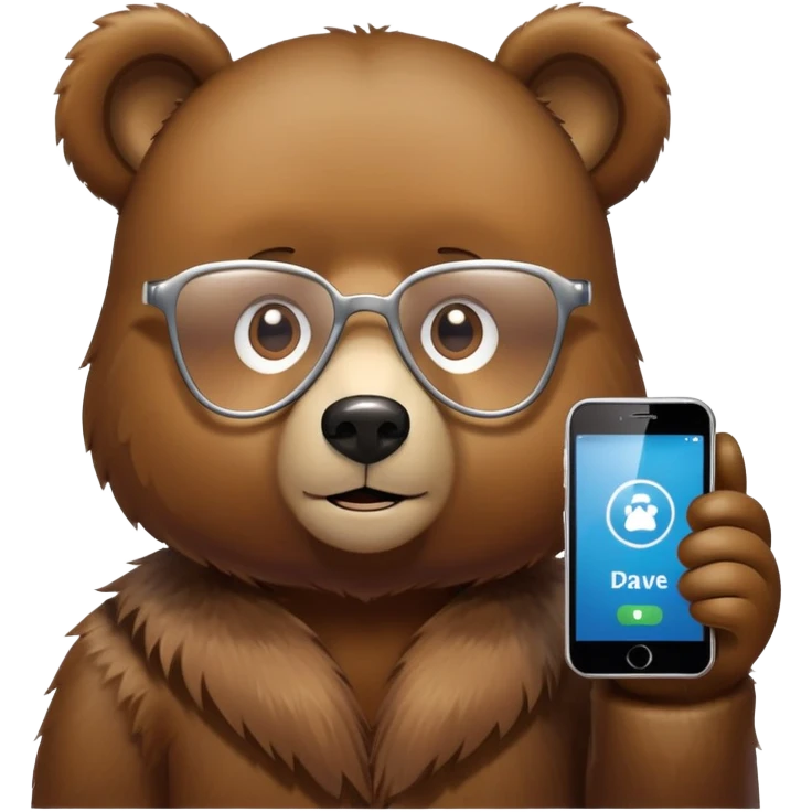 Dave bear with glass banking app emoji