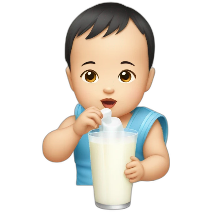 Asian Baby drinking milk emoji