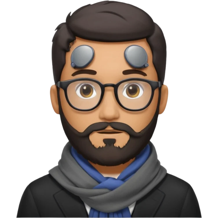 gray scarf male  beard hair with suit glasses emoji