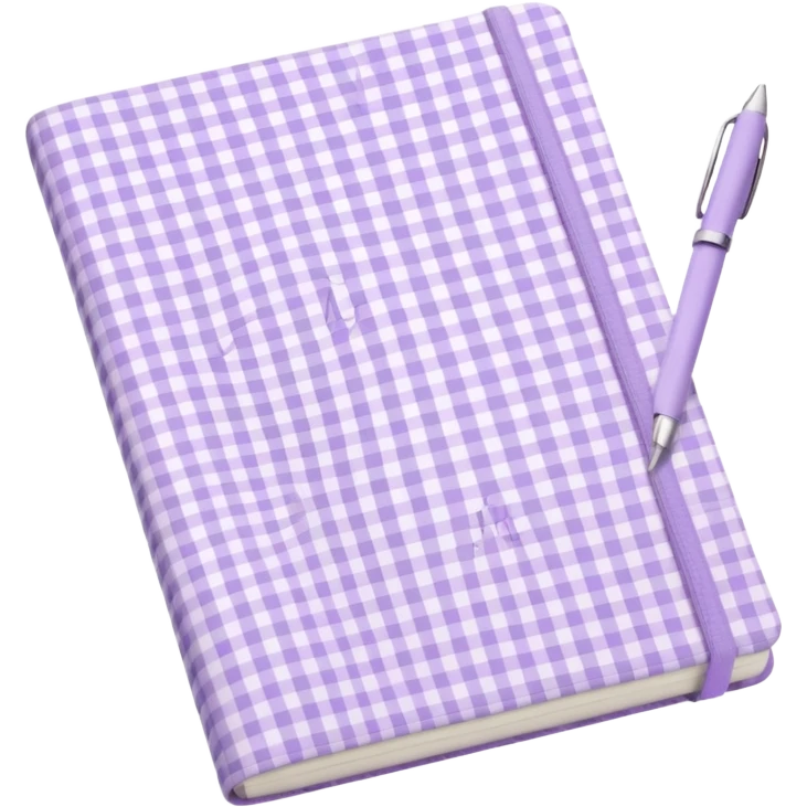 Cute  journal cover, pastel purple gingham pattern
Handwritten feminine typography, soft aesthetic, cozy girl vibe
Clean product mockup, minimal shadows, lifestyle stationery style emoji