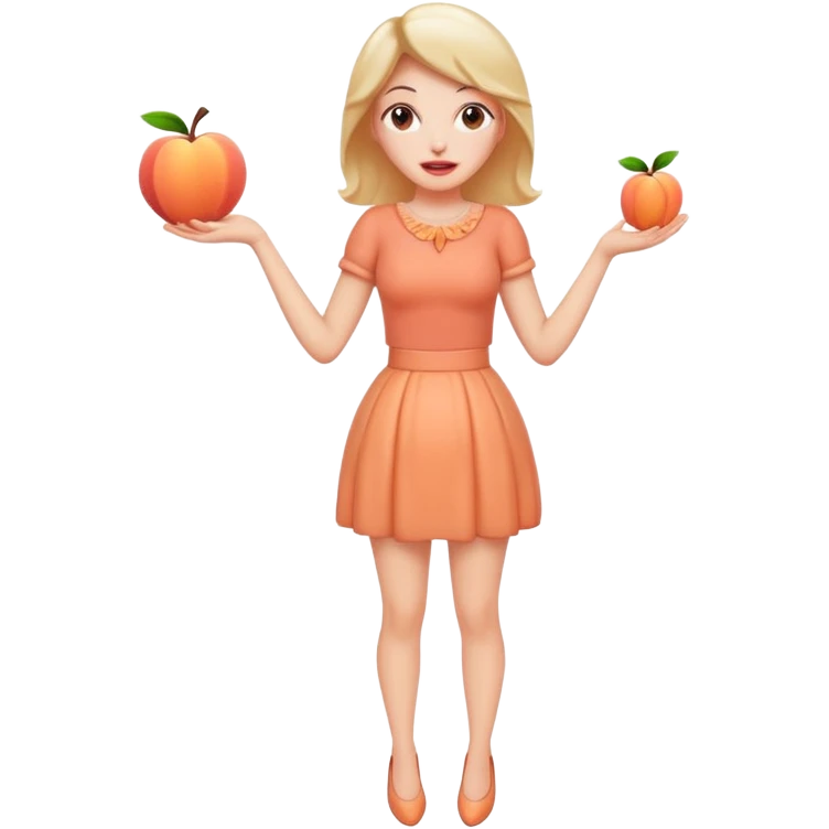 Excited pursed lip full body emoji with peach instead of waist emoji