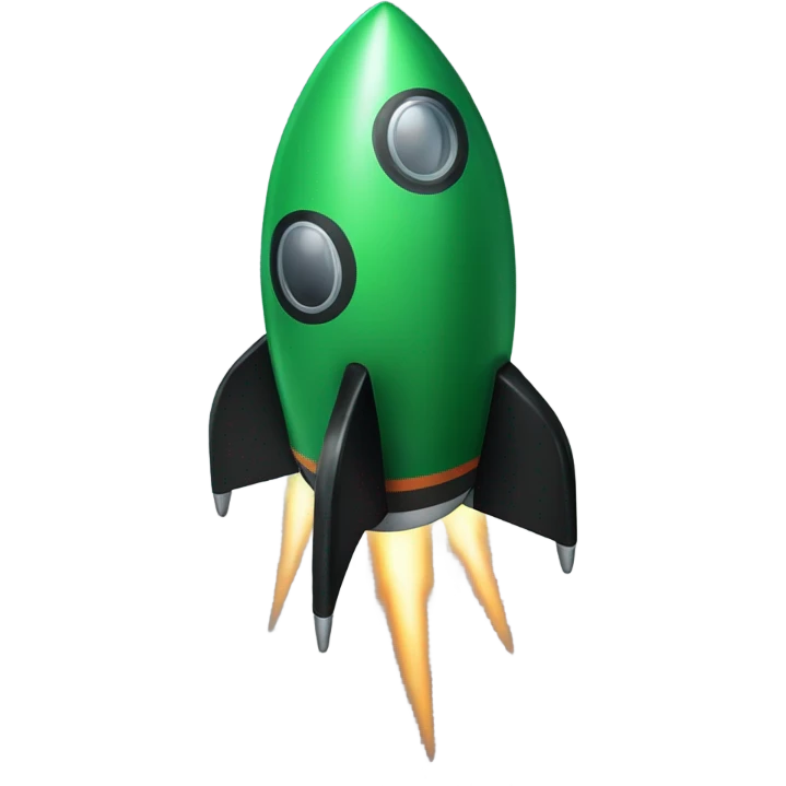 green and black rocket ship emoji