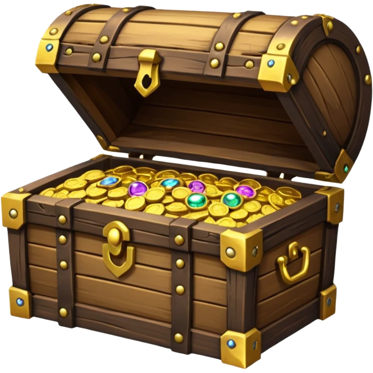 unlocked treasure chest glowing from the inside coins ,gems, RPG game style emoji