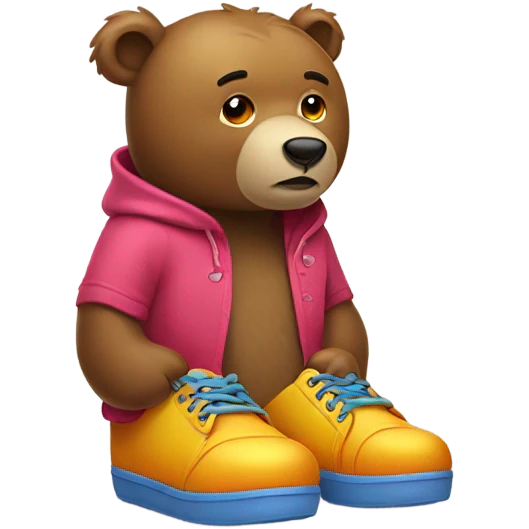 Sad bear wearing shoes emoji
