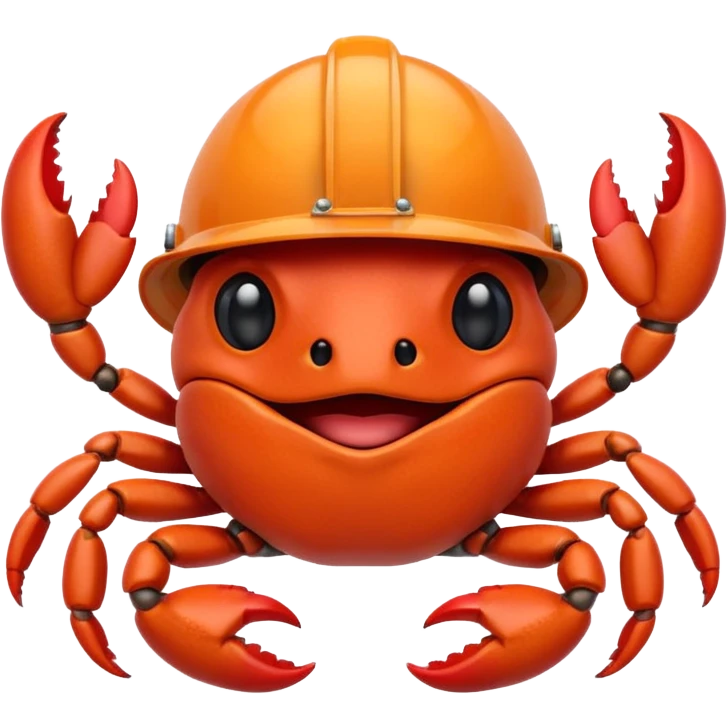 cute toon crab with helmet emoji