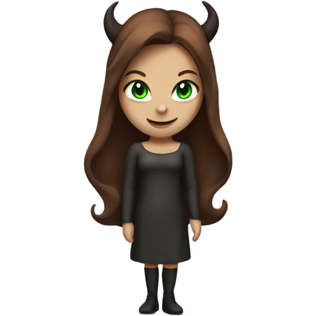 devil girl with brown hair and green eyes emoji
