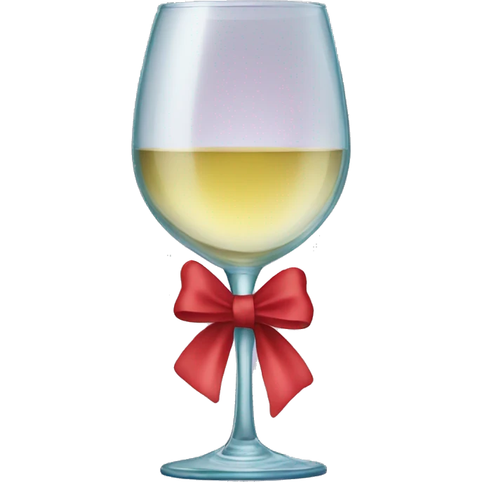 A wine glass with a bow on the stem of the glass emoji