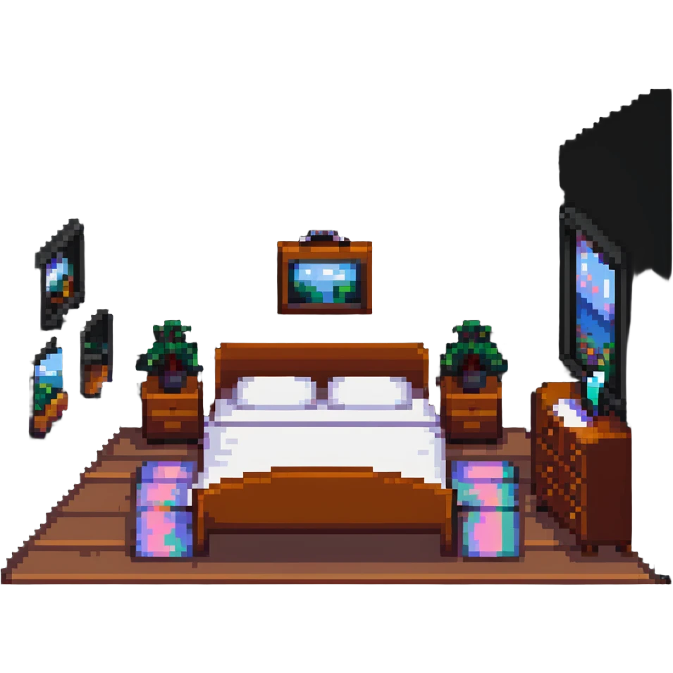 aesthetic bedroom with twinkly fairy lights and green vines growing on the walls emoji