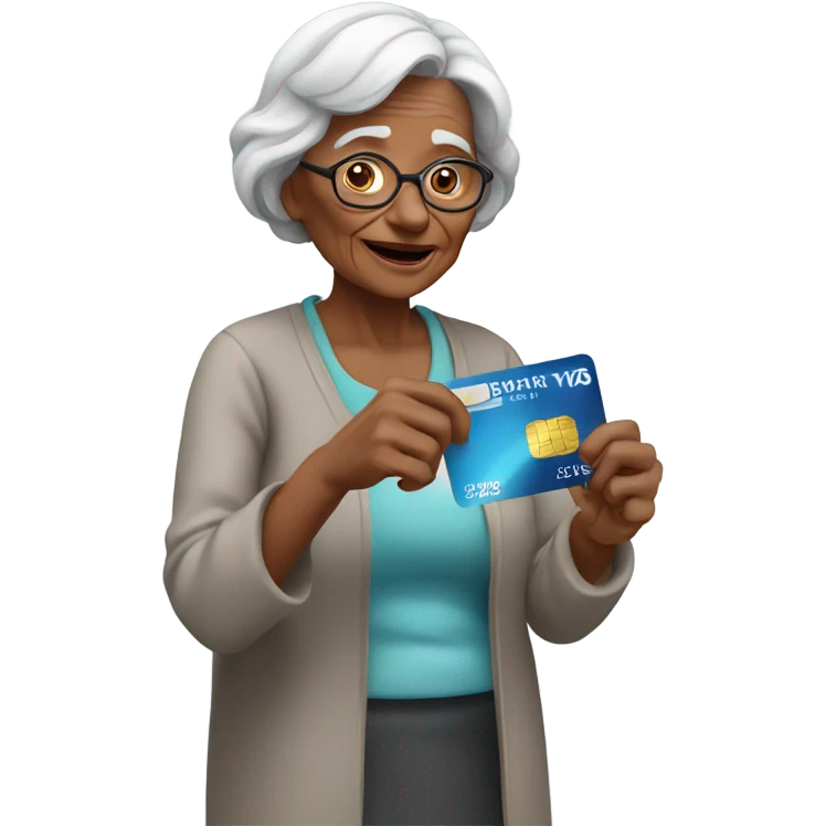 Old woman with a credit card emoji