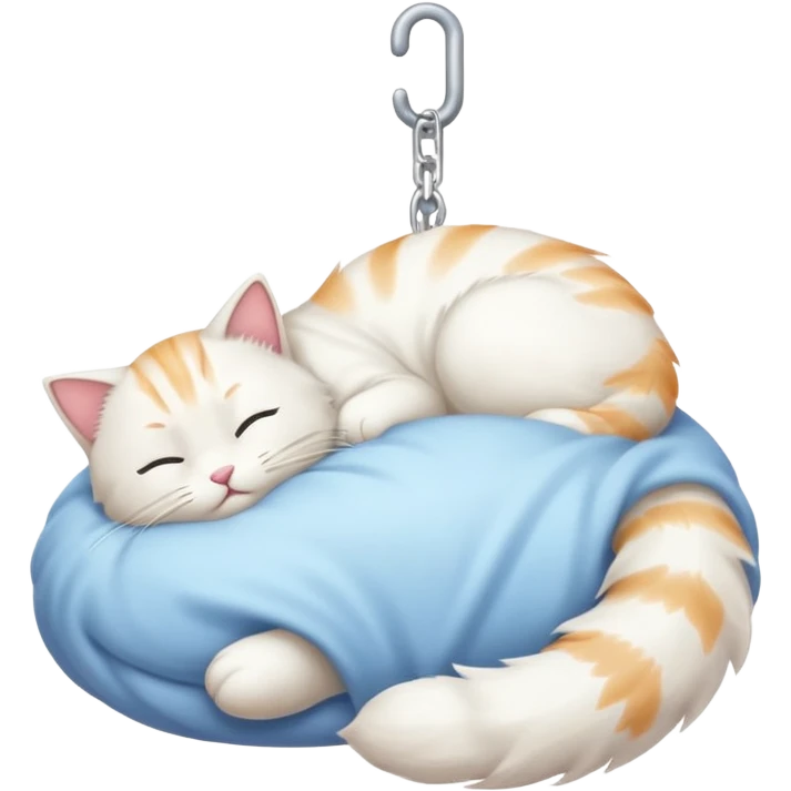emoji of white napping cat with a tail hanging down emoji