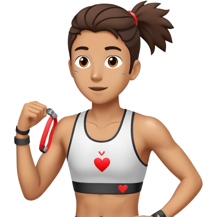 Runner with heart rate monitor and oxygen measurement indicator, VO2 max fitness test emoji