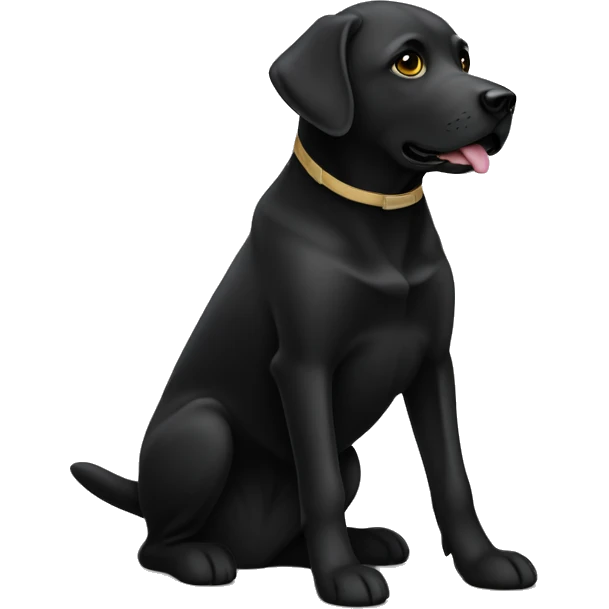 Labrador-noir-prier avec une bande blanch qui dessent par son coup emoji