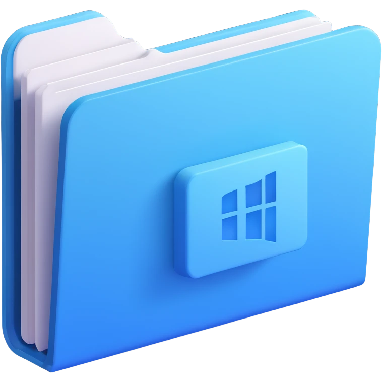 Windows 11 folder icon, soft blue, subtle shadow, modern UI look, no text emoji