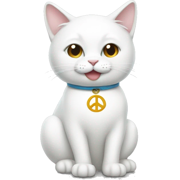 White cat peace sign emoji