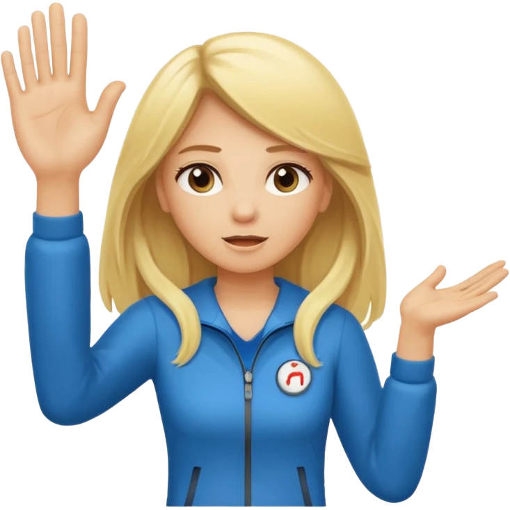 blonde cartoon girl long hair sports coach signaling time out emoji