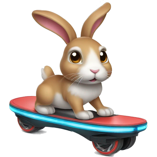 Bunny riding a hoverboard  emoji