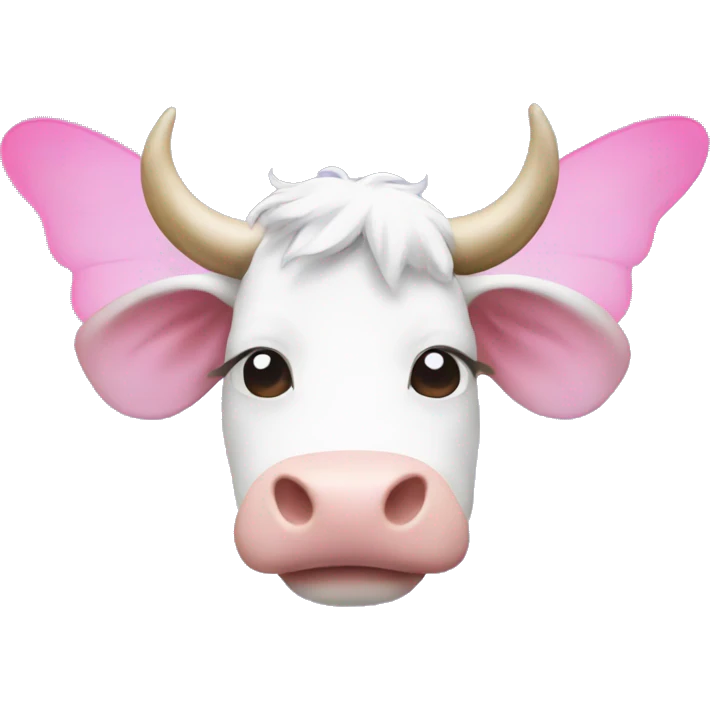 White and pink cow with fairy wings emoji