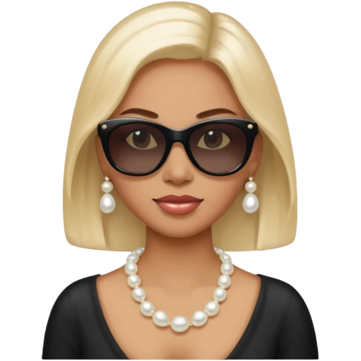 Mujer con collar de perlas y gafas oscuras  emoji