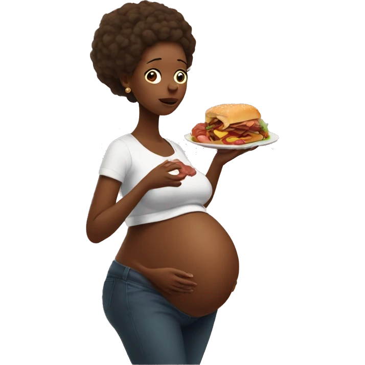 Pregnant women eats meat emoji