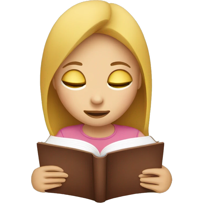 a girl reading Open book  covering her face, only her eyes are visible  emoji