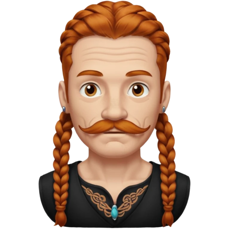 thick very dark ginger braids man old very tattoed with the whitest mustache ever emoji