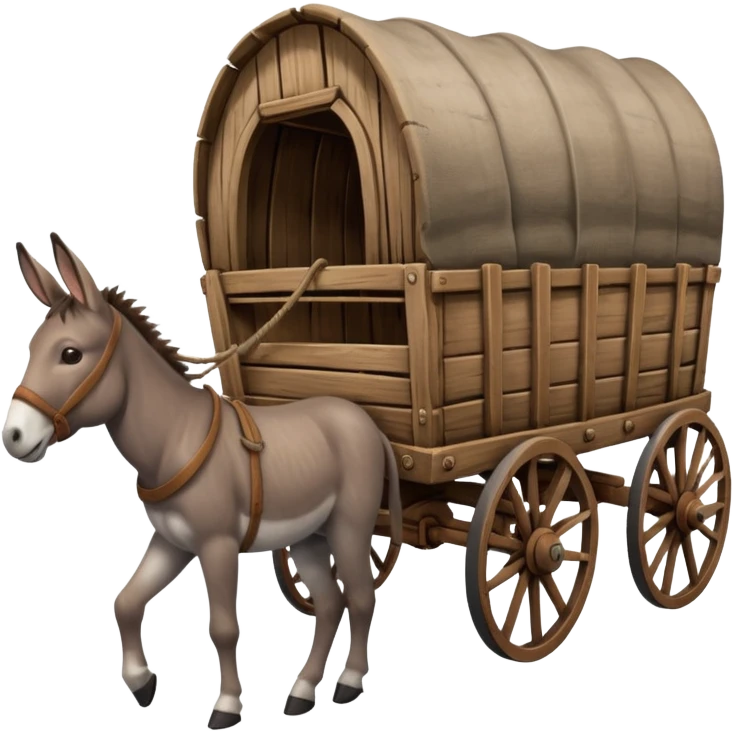donkey with a big farm wagon, wagon is the main focus emoji