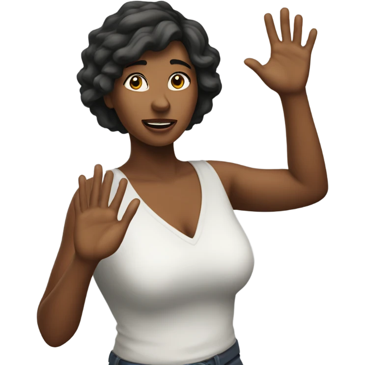 Women with hands up, like arrest emoji