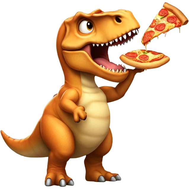 Dinosaur eating pizza emoji