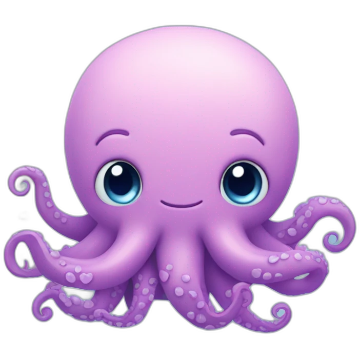 cute blue kraken with adorable face with many hearts around emoji