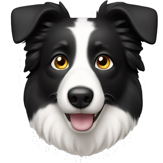 a 3D tiny little cute boarder collie with only black and white emoji