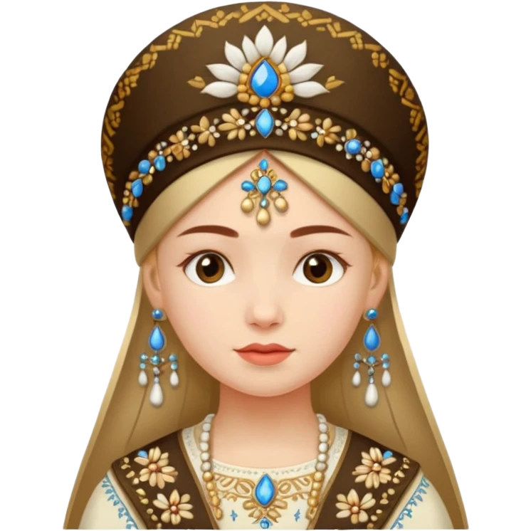 Slavic-looking girl wearing a traditional Russian kokoshnik emoji