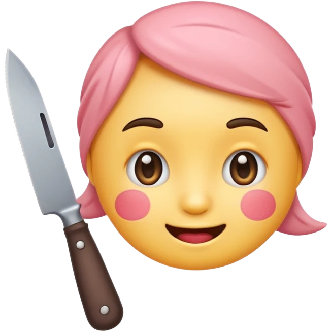 un emoji con cara adorable y un cuchillo emoji