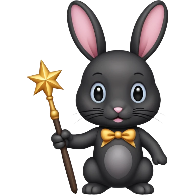 Black bunny with wand  emoji