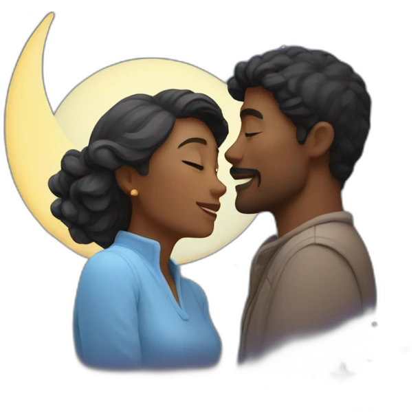 Couple looking at the Moon and star emoji
