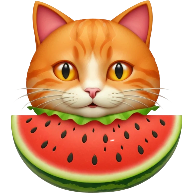 burger cat eating a watermelon emoji