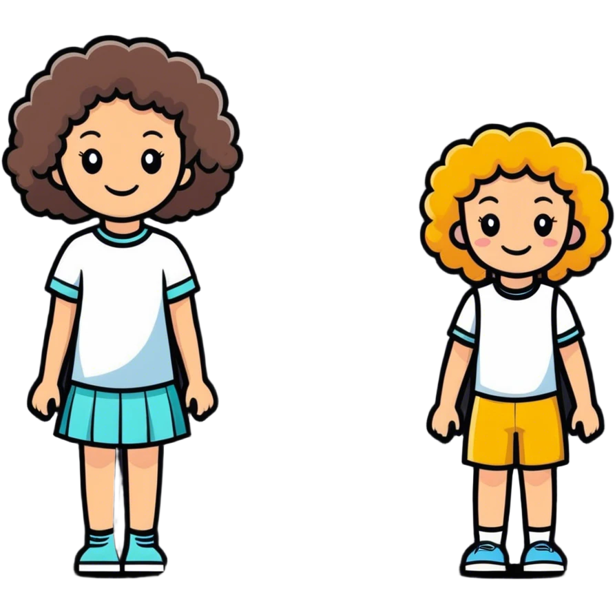 Curly hair and straight hair girl living together  emoji
