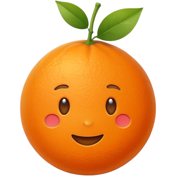 Hermès-style orange fruit, basic round shape, minimal, cute emoji style emoji