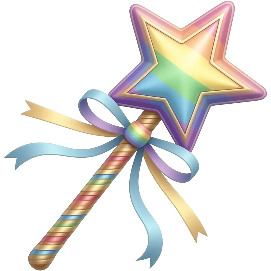 Pastel Rainbow Ribboned pastel rainbow magic wand emoji