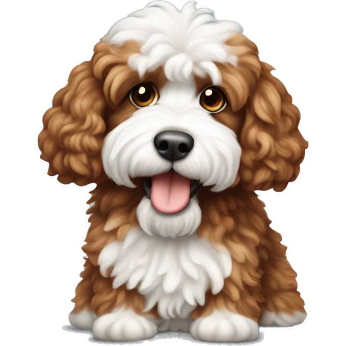 Red and white fluffy cockapoo emoji