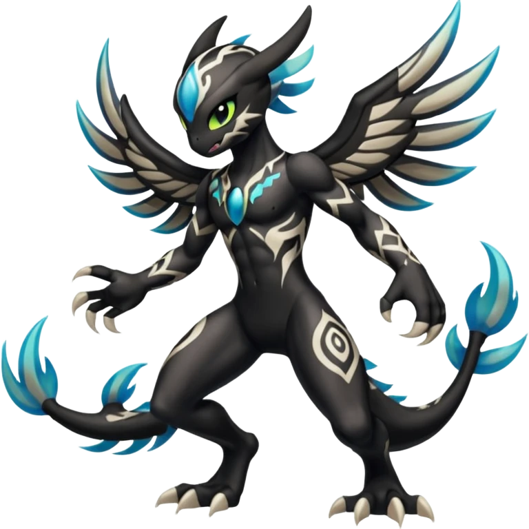 Meloetta-Venom-Stitch-Zekrom-fusion, full body, tribal markings  emoji