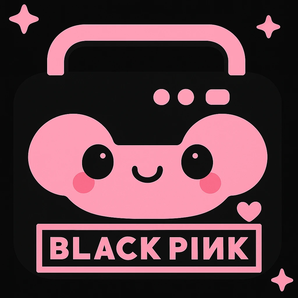Add the BLACKPINK logo to the object, keep the style consistent with the original image. emoji