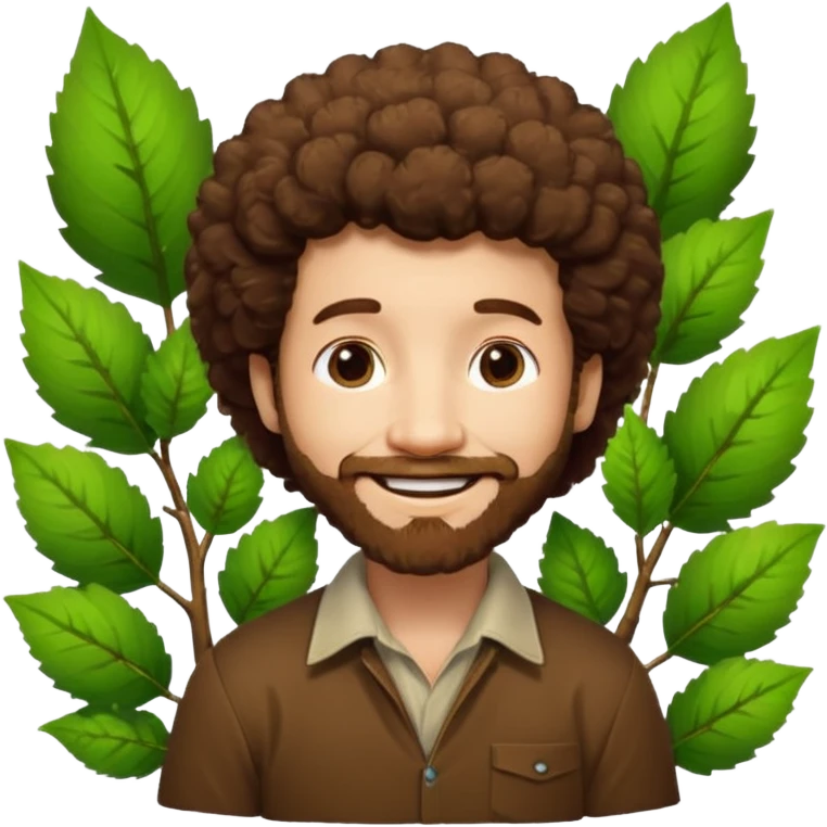 Bob Ross and Happy Little trees emoji