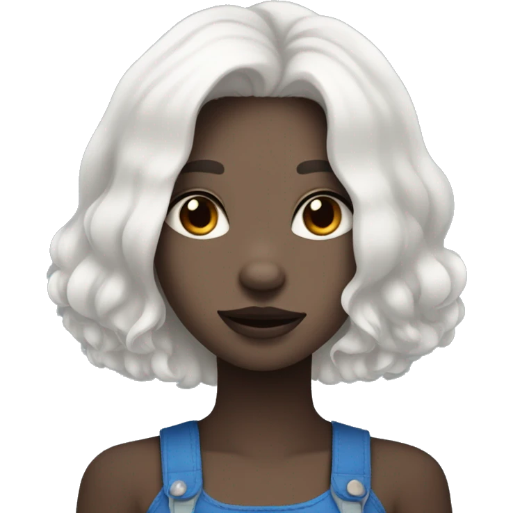 Dark big dog with cutie white haired and blue eyes girls, cuddles  emoji