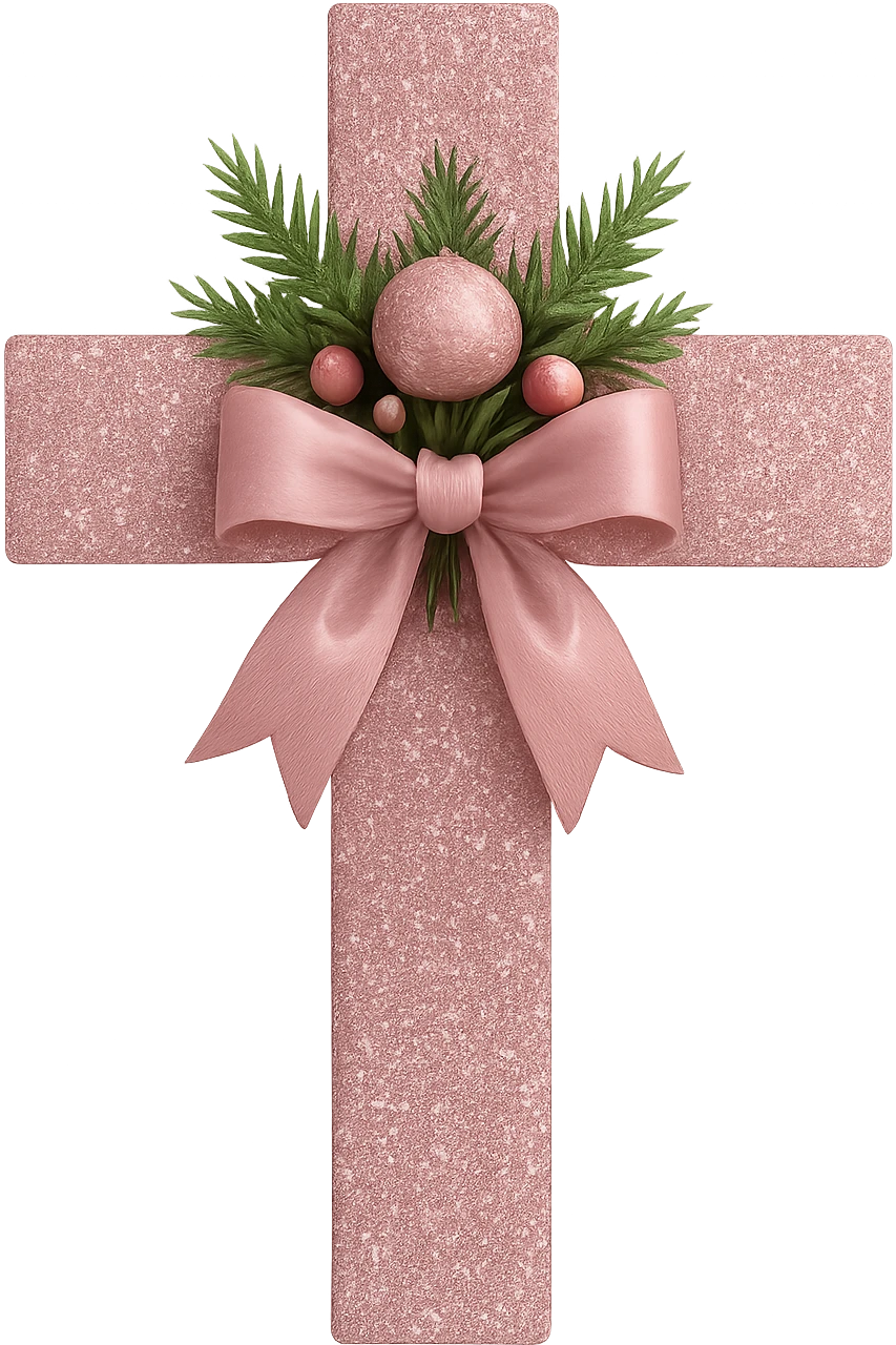 Pink christmas cross, remove background emoji