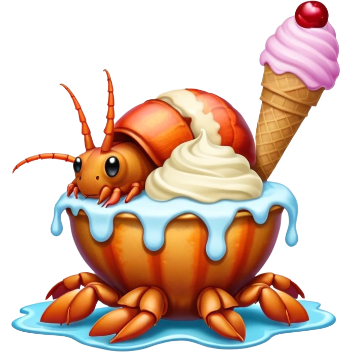 Hermit crab with ice cream sundae shell emoji